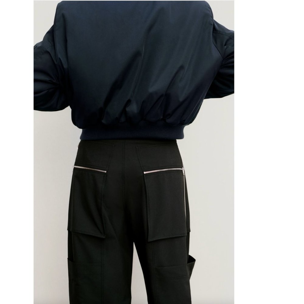 BLOGGER'S FAVE! Zara Short Bomber Jacket Navy Blue NWT - Picture 10 of 10